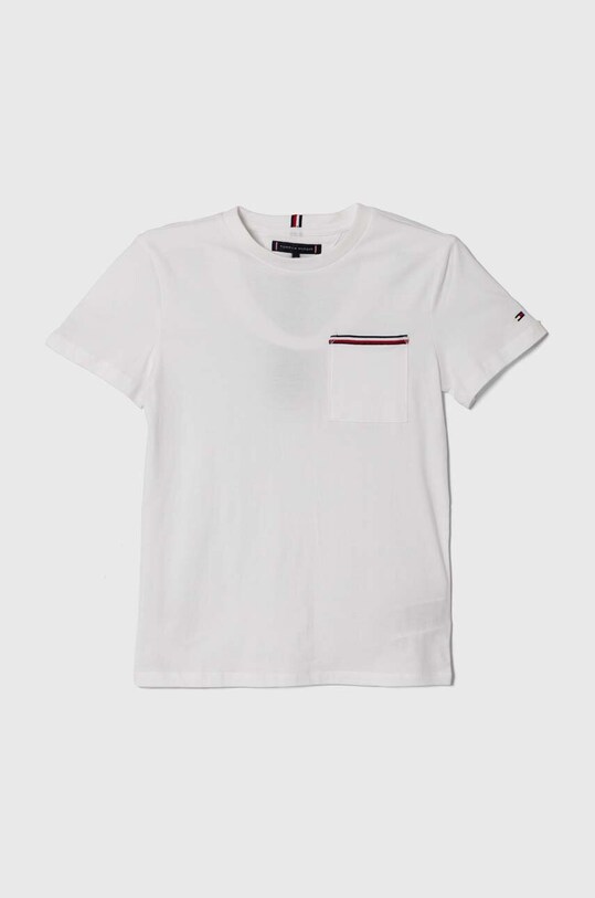 Дитяча бавовняна футболка Tommy Hilfiger бавовна білий KB0KB08817.128.176.PPYH