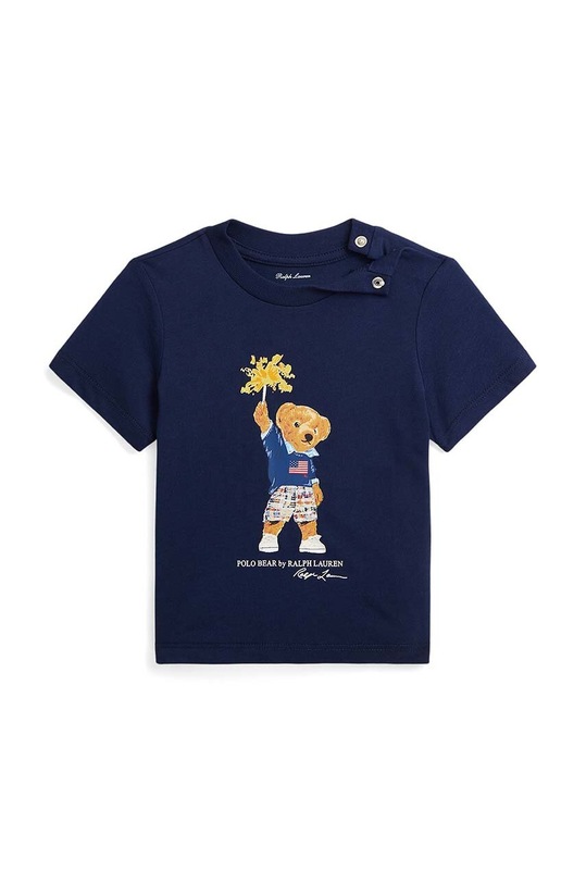 Μωρό βαμβακερό μπλουζάκι Polo Ralph Lauren στάμπα σκούρο μπλε 320853828033