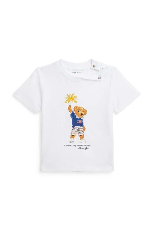 Μωρό βαμβακερό μπλουζάκι Polo Ralph Lauren στάμπα λευκό 320853828034