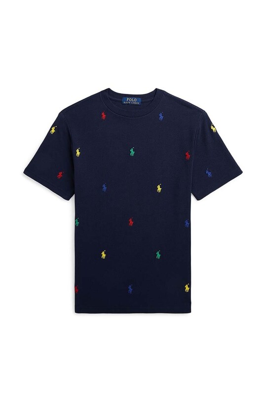 Детская хлопковая футболка Polo Ralph Lauren мелкий узор тёмно-синий 323844626010