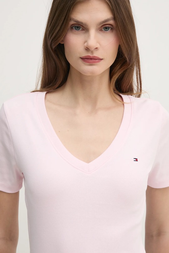 Tommy Hilfiger tricou din bumbac roz WW0WW40584