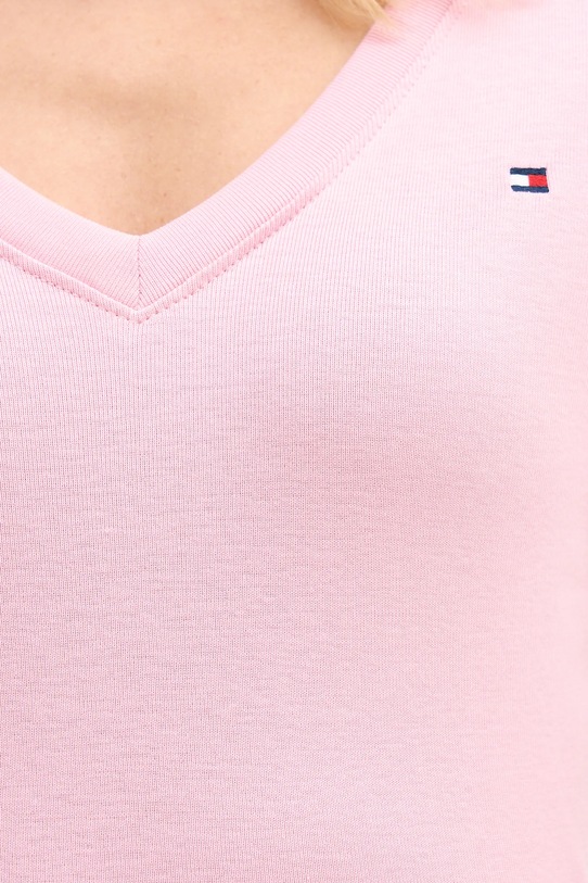 Βαμβακερό μπλουζάκι Tommy Hilfiger WW0WW40584 ροζ