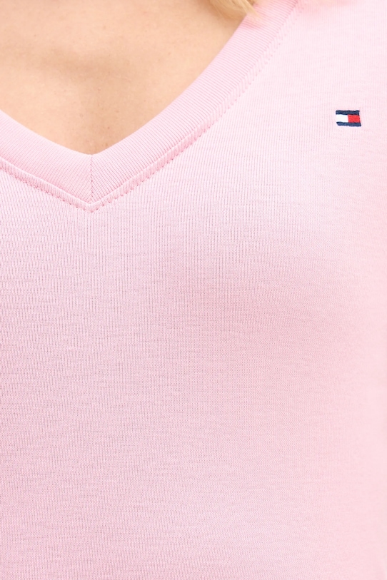 Βαμβακερό μπλουζάκι Tommy Hilfiger WW0WW40584 ροζ