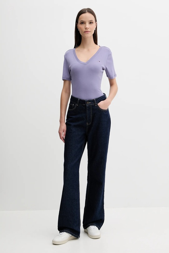 Bavlnené tričko Tommy Hilfiger WW0WW40584 fialová AA00