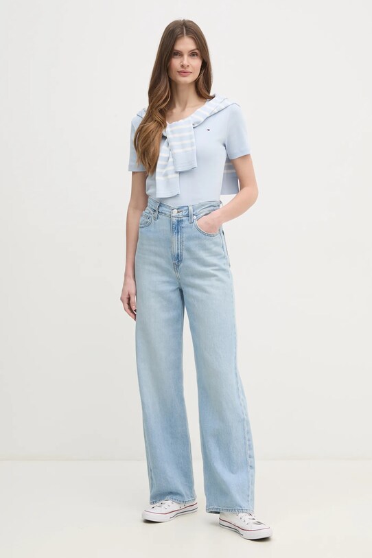 Бавовняна футболка Tommy Hilfiger WW0WW40584 блакитний AA00