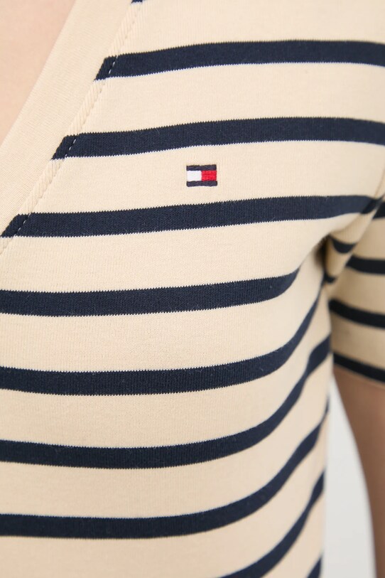 Хлопковая футболка Tommy Hilfiger WW0WW40584 бежевый