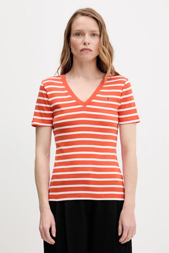 Tommy Hilfiger t-shirt bawełniany bawełna pomarańczowy WW0WW40584