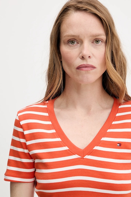 Tommy Hilfiger t-shirt bawełniany pomarańczowy WW0WW40584