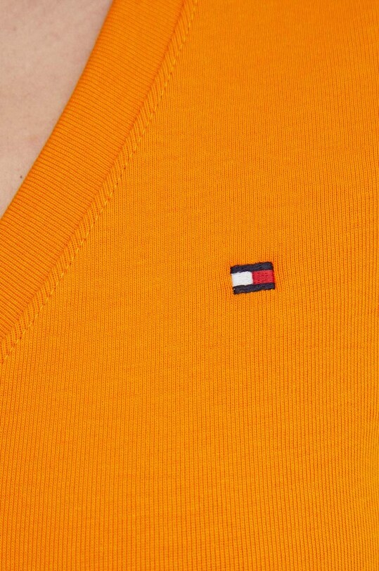 Βαμβακερό μπλουζάκι Tommy Hilfiger πορτοκαλί WW0WW40584
