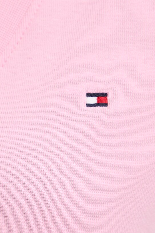 Bombažna kratka majica Tommy Hilfiger roza WW0WW40584