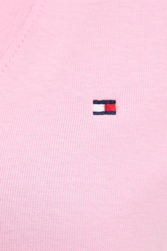 Βαμβακερό μπλουζάκι Tommy Hilfiger ροζ WW0WW40584