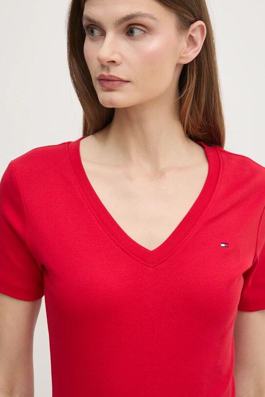 Bavlnené tričko Tommy Hilfiger červená WW0WW40584