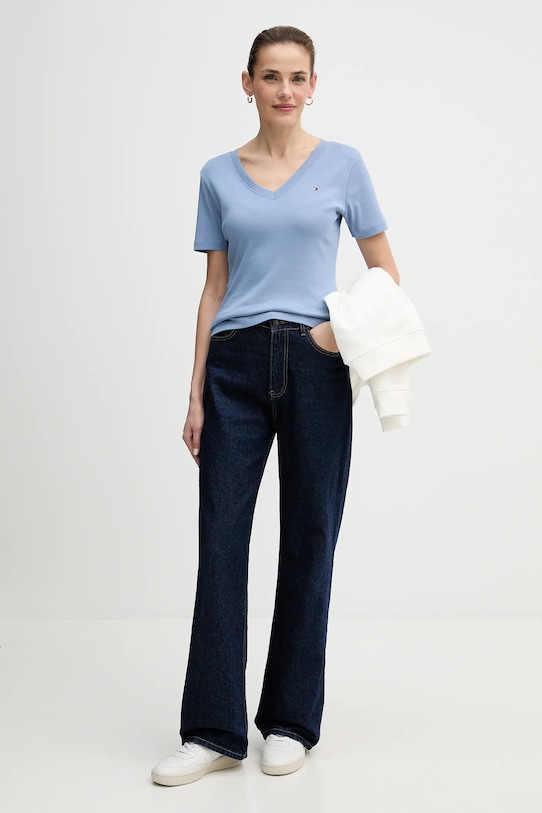 Βαμβακερό μπλουζάκι Tommy Hilfiger WW0WW40584 μπλε AA00