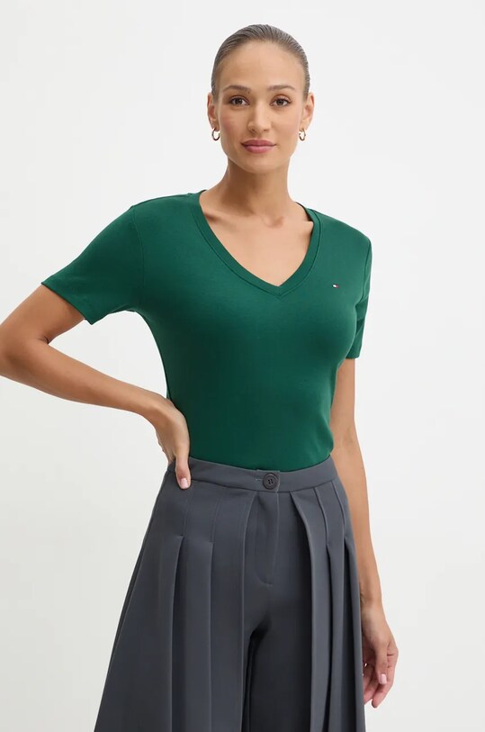 Хлопковая футболка Tommy Hilfiger узор зелёный WW0WW40584