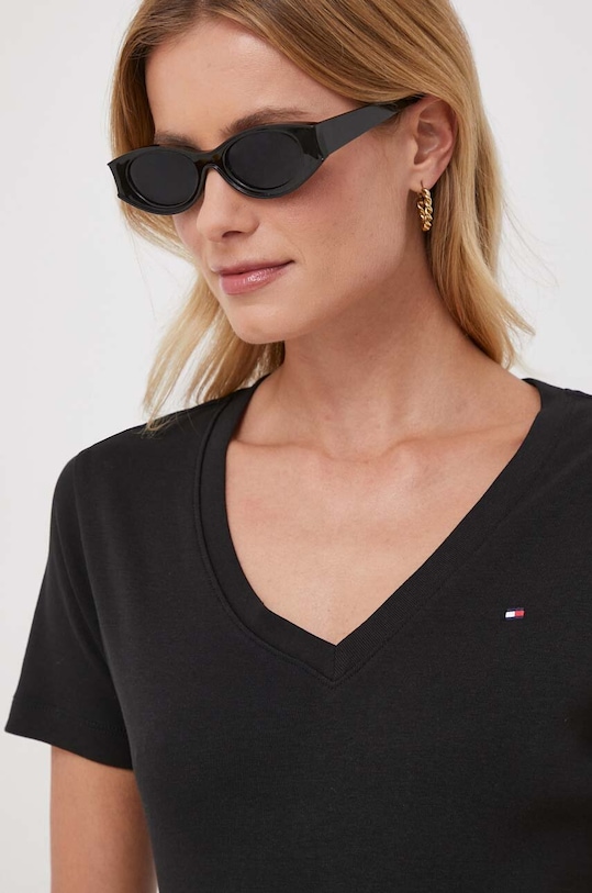 Bavlněné tričko Tommy Hilfiger černá WW0WW40584