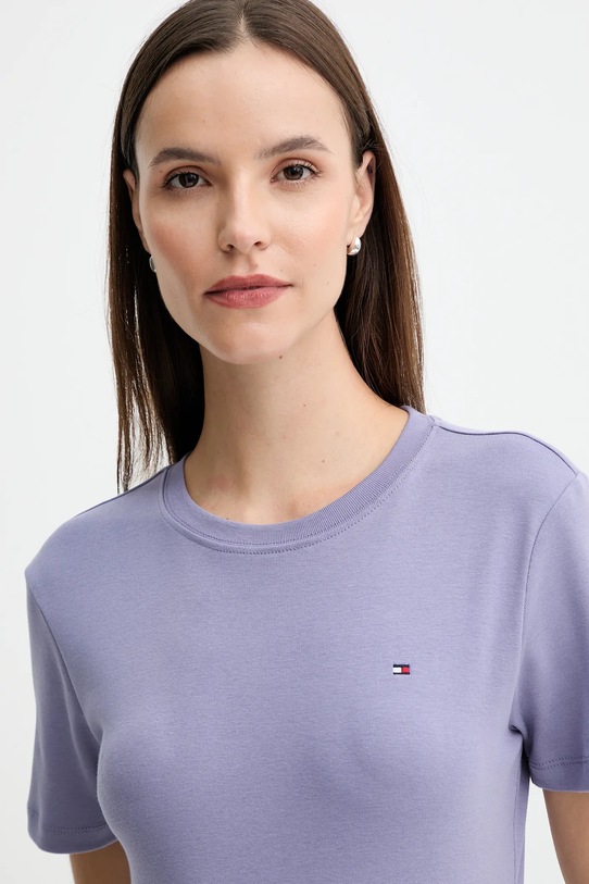 Tommy Hilfiger t-shirt bawełniany fioletowy WW0WW40587