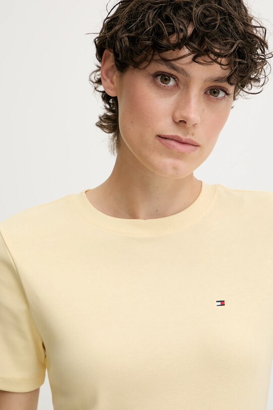 Oblečenie Bavlnené tričko Tommy Hilfiger WW0WW40587 žltá