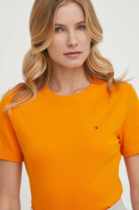 Odzież Tommy Hilfiger t-shirt bawełniany WW0WW40587 pomarańczowy