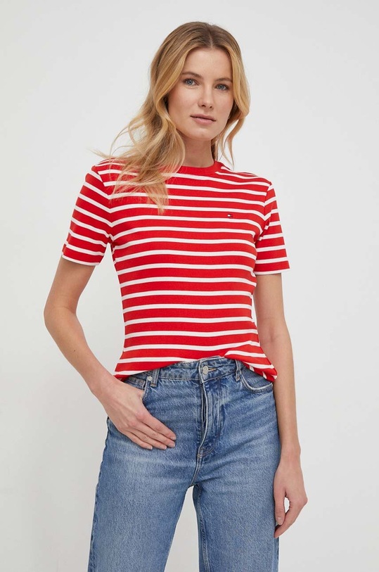 Bavlnené tričko Tommy Hilfiger WW0WW40587 červená AW25