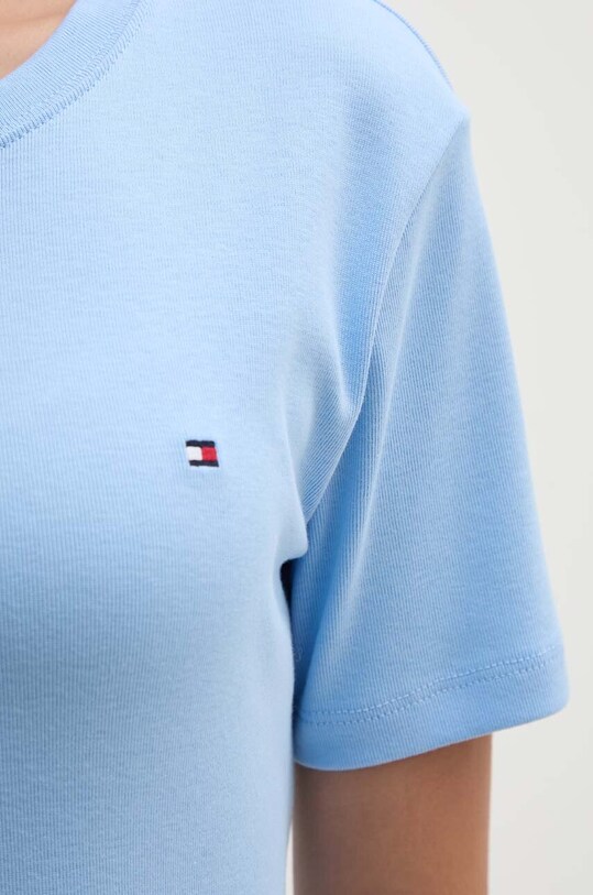 Хлопковая футболка Tommy Hilfiger WW0WW40587 голубой