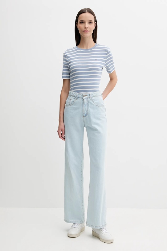 Bavlněné tričko Tommy Hilfiger WW0WW40587 modrá AW25