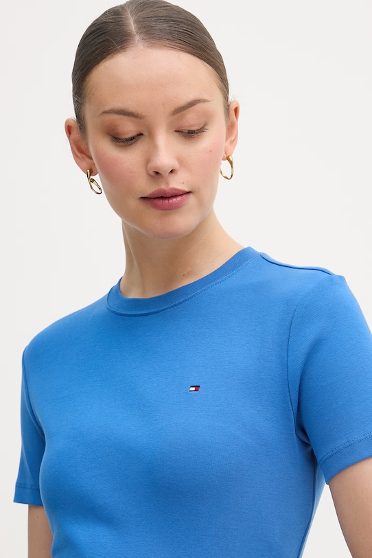 Tommy Hilfiger T-shirt damski bawełniany niebieski WW0WW40587