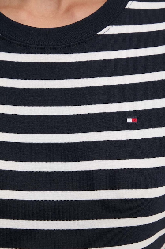 Bavlnené tričko Tommy Hilfiger tmavomodrá WW0WW40587