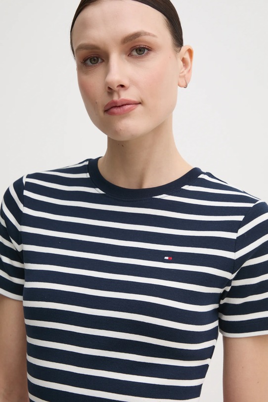 Bavlněné tričko Tommy Hilfiger námořnická modř WW0WW40587