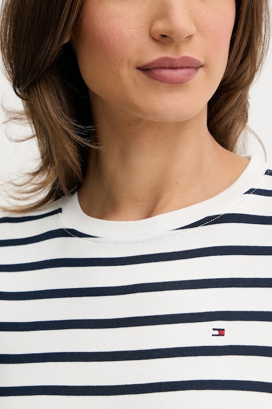 Bavlněné tričko Tommy Hilfiger námořnická modř WW0WW40587