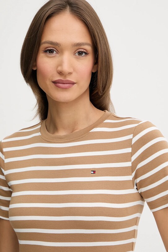 Oblečení Bavlněné tričko Tommy Hilfiger WW0WW40587 hnědá