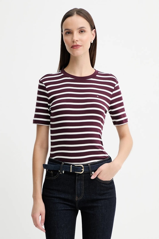 Tommy Hilfiger t-shirt bawełniany bawełna bordowy WW0WW40587