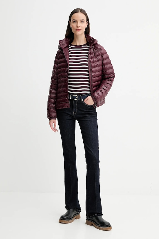 Bavlněné tričko Tommy Hilfiger WW0WW40587 burgundské AW25