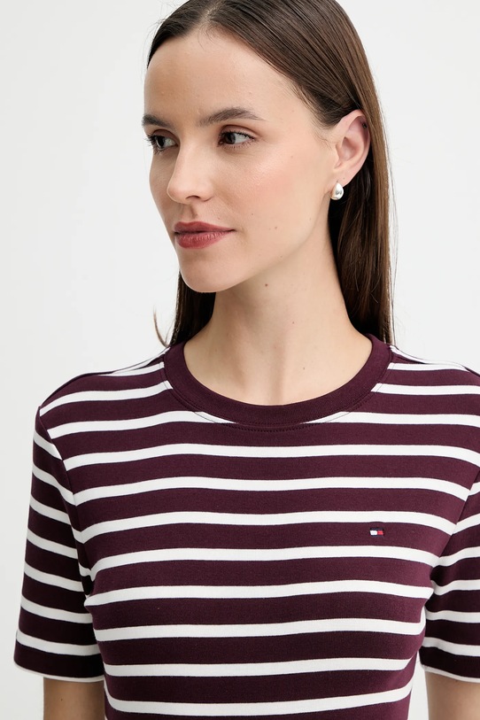 Tommy Hilfiger t-shirt bawełniany bordowy WW0WW40587