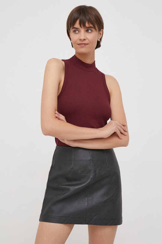 Tommy Hilfiger top z elastanem bordowy WW0WW41027