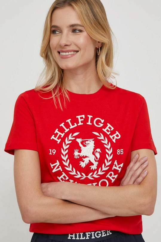 Tommy Hilfiger pamut póló piros WW0WW41058