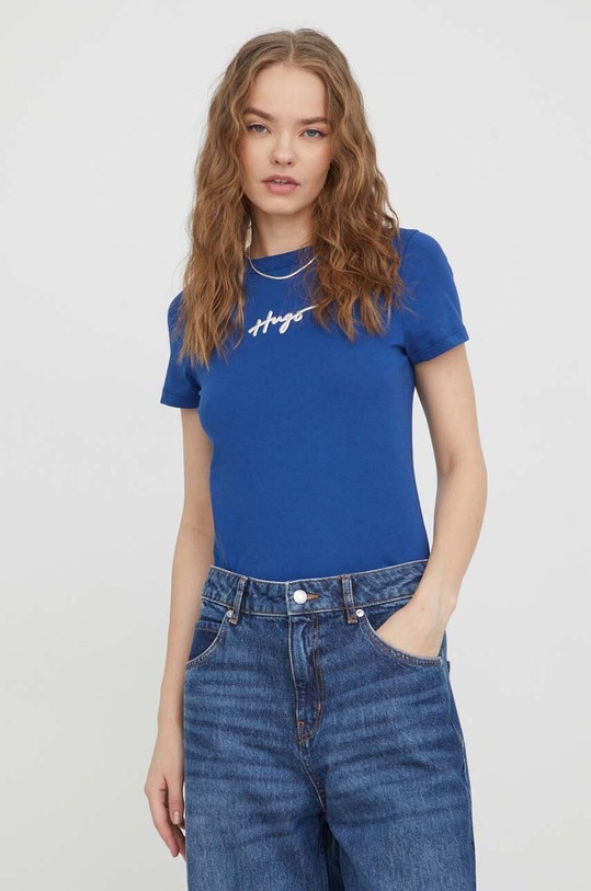 HUGO t-shirt bawełniany regular niebieski 50508289