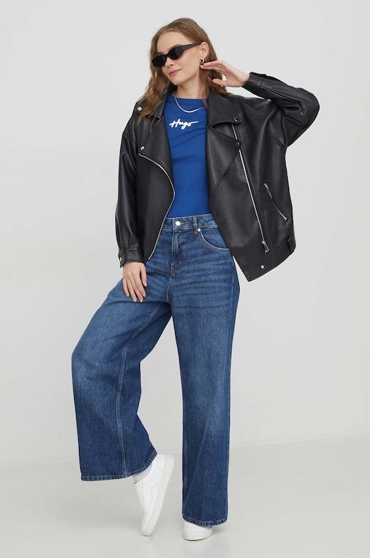 HUGO t-shirt bawełniany 50508289 niebieski SS24