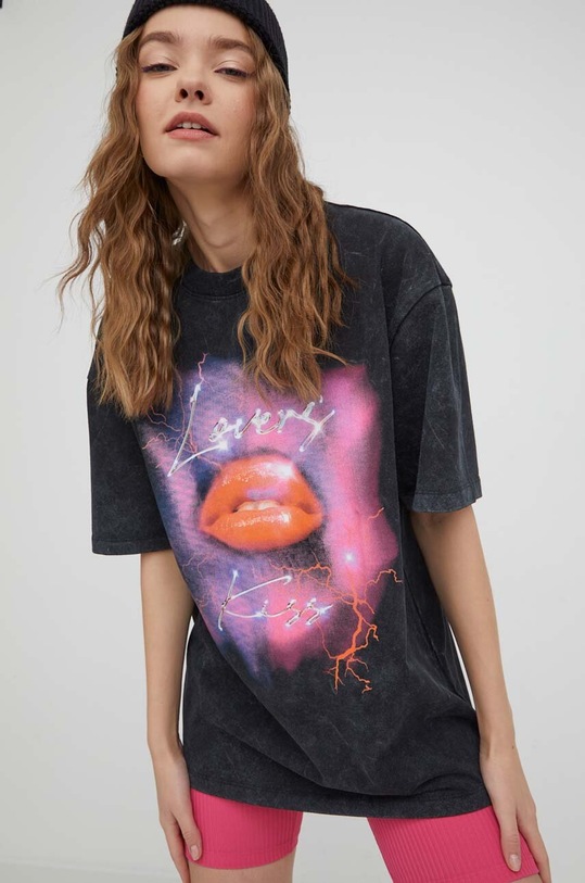 Bavlnené tričko HUGO relaxed čierna 50508568