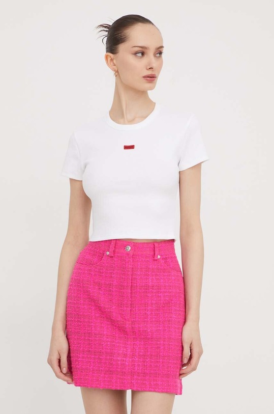 HUGO t-shirt z elastanem biały 50508636