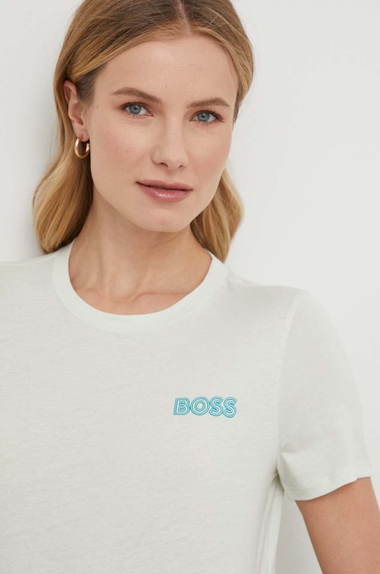 Βαμβακερό μπλουζάκι BOSS 50517925 πράσινο SS24