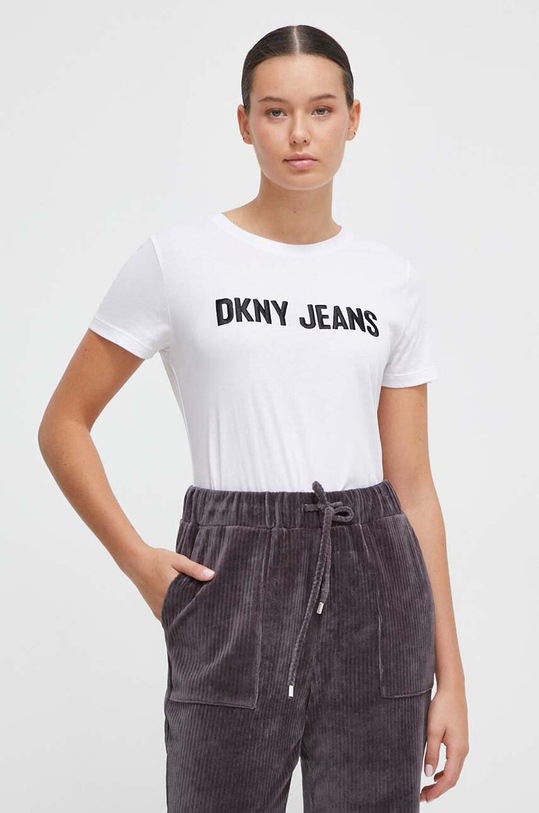 Μπλουζάκι DKNY απλικέ λευκό E31FUDNA