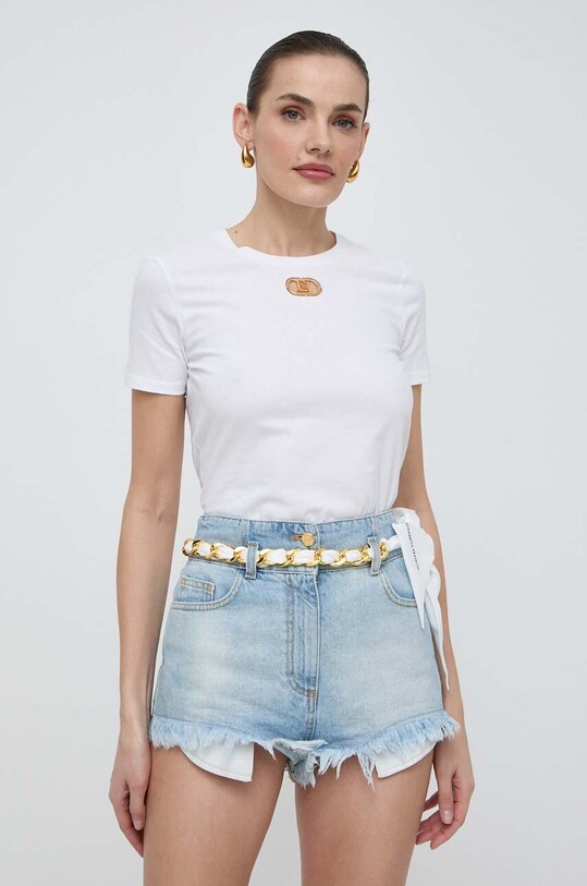 Elisabetta Franchi tricou din bumbac alb MA52N41E2