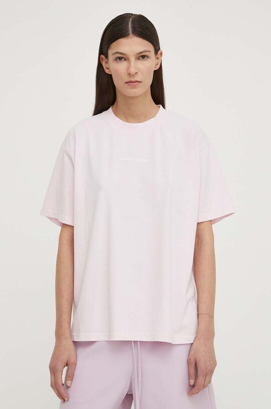 Samsoe Samsoe tricou din bumbac uni roz F23200050