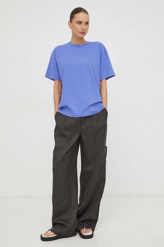 Bombažna kratka majica Samsoe Samsoe F23200050 vijolična SS24