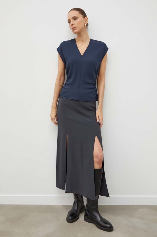 Majica Samsoe Samsoe F23400080 mornarsko modra SS24