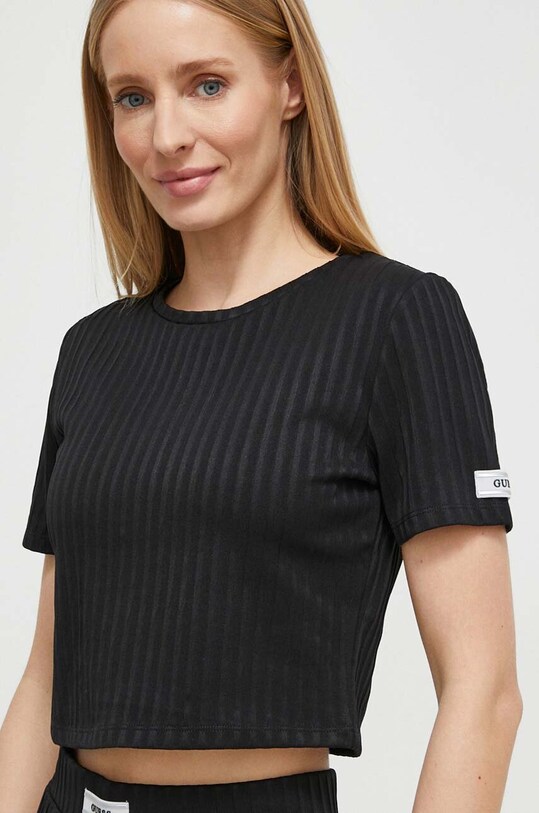 Guess t-shirt ANNEKA elasztánnal fekete V4RI02.KC2U2