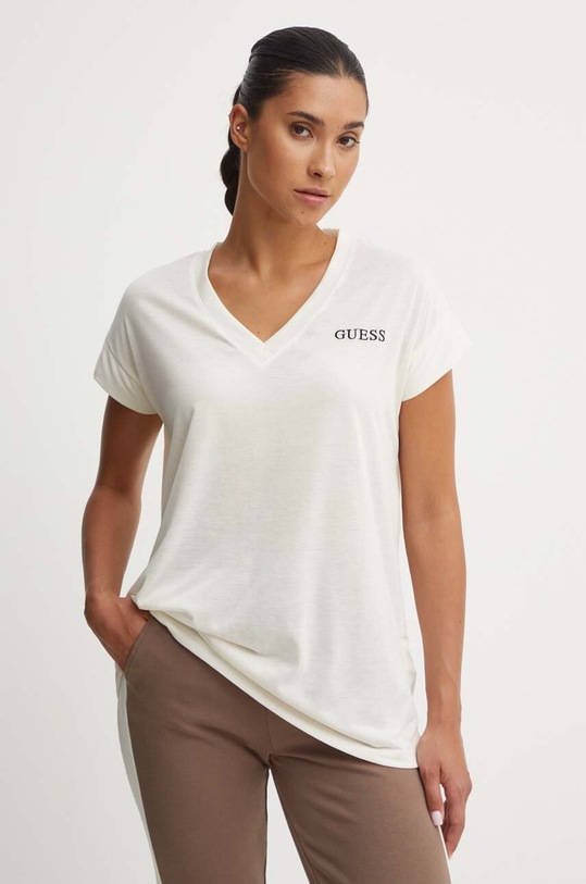 Tričko Guess V výstřih béžová V4RI12.KB9I0