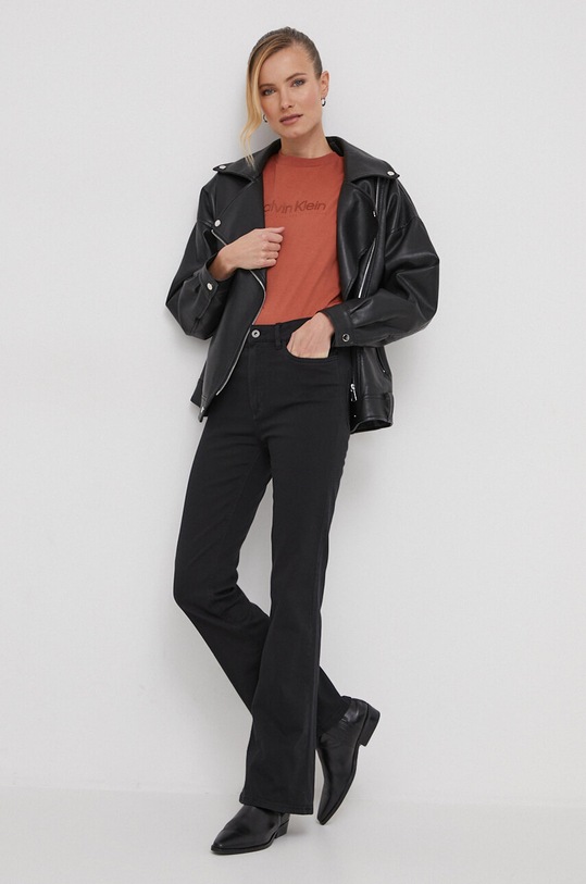 Calvin Klein t-shirt bawełniany K20K206753 pomarańczowy SS24