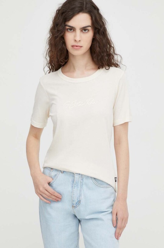 G-Star tricou din bumbac print bej D24216.4107