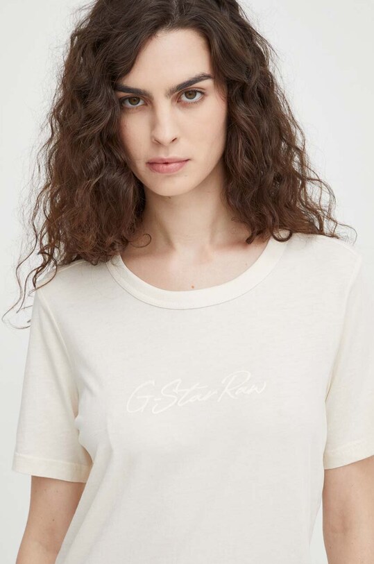 G-Star tricou din bumbac bej D24216.4107